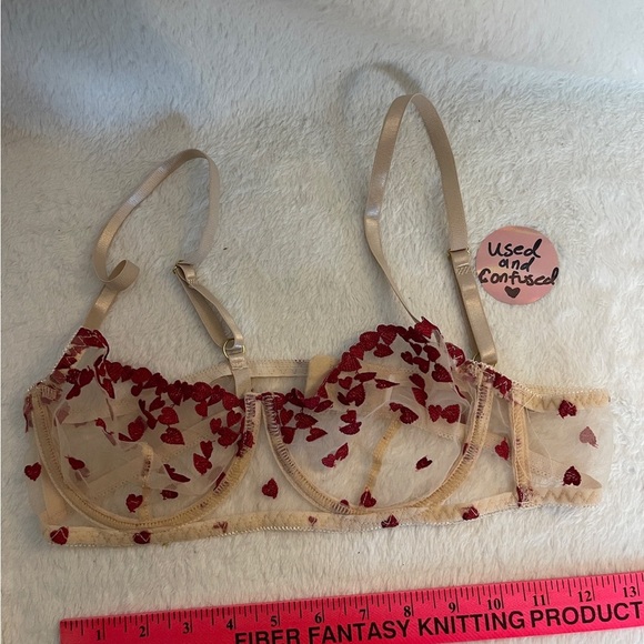 Embroidered Red Heart Sheer Bra - Picture 2 of 5